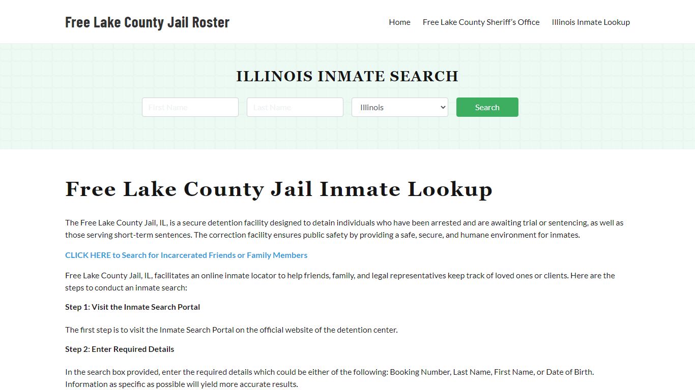 Free Lake County Jail Roster Lookup, IL, Inmate Search